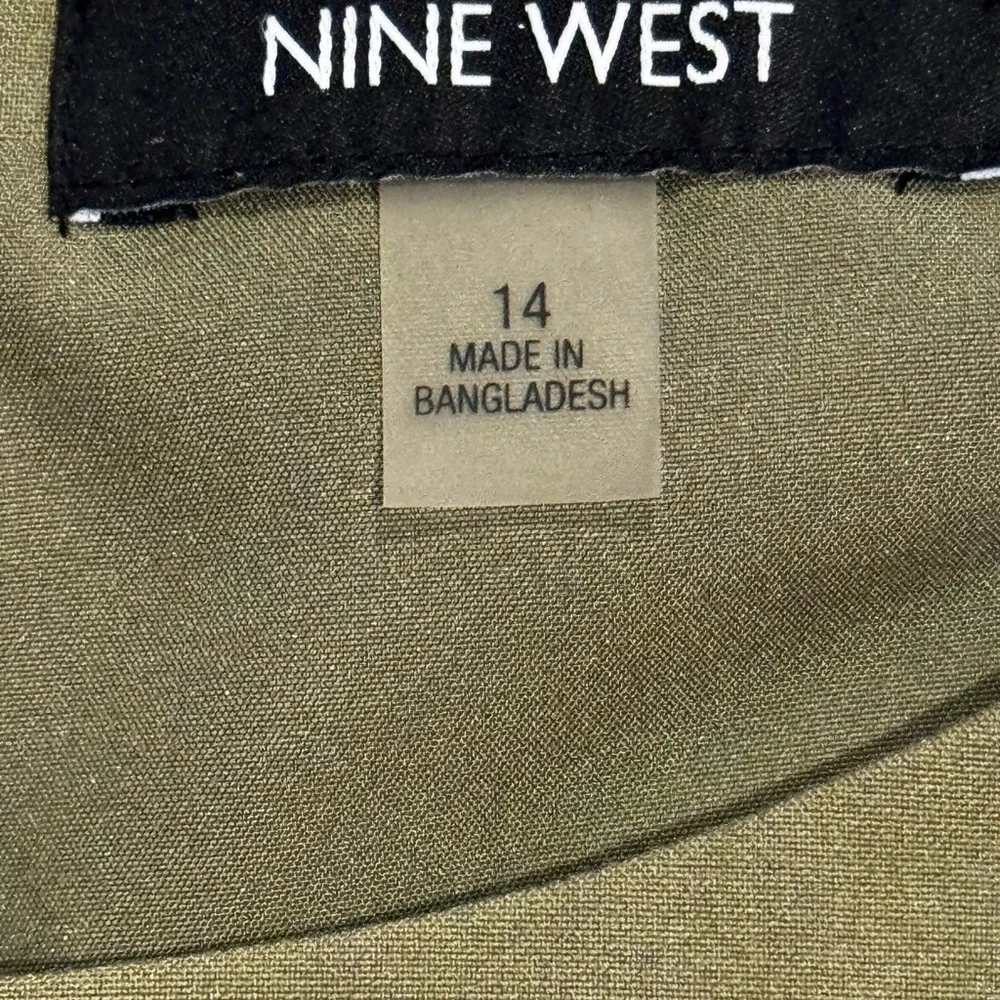 Nine West Womans Olive Green Sleeveless Career Sheath Dress Size 14 Work Travel - Picture 8 of 15